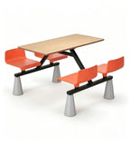 Modern Minimalist Wood Grain Orange 4-Seater Fixed School Canteen Dining Table