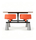 Modern Minimalist Wood Grain Orange 4-Seater Fixed School Canteen Dining Table