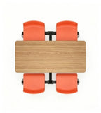 Modern Minimalist Wood Grain Orange 4-Seater Fixed School Canteen Dining Table