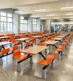 Modern Minimalist Wood Grain Orange 4-Seater Fixed School Canteen Dining Table
