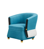 藍白拼色PU皮實木腳休閒椅 Blue PU Leather Leisure Chair