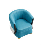 藍白拼色PU皮實木腳休閒椅 Blue PU Leather Leisure Chair