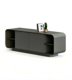 Dark Grey Solid Wood Semi-Open Low File Cabinet