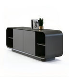 Dark Grey Solid Wood Semi-Open Low File Cabinet