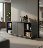 Dark Grey Solid Wood Semi-Open Low File Cabinet