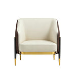 輕奢米啡拼色PU皮金屬腳洽談椅 Light Luxury PU Leather Negotiation Chair