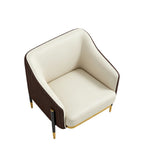 輕奢米啡拼色PU皮金屬腳洽談椅 Light Luxury PU Leather Negotiation Chair