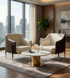 輕奢米啡拼色PU皮金屬腳洽談椅 Light Luxury PU Leather Negotiation Chair