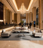輕奢米色PU皮三座位梳化 Beige PU Leather 3-Seater Sofa