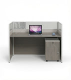 現代灰色木紋帶屏風辦公枱 Modern Grey Wood Grain Office Desk
