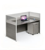 現代灰色木紋帶屏風辦公枱 Modern Grey Wood Grain Office Desk
