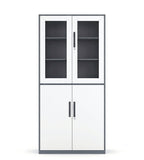現代灰白雙色鋼制帶鎖玻璃掩門文件櫃 Modern Steel Glass File Cabinet