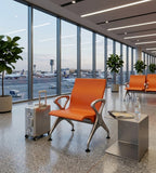 現代橙色PU皮帶扶手排椅 Modern Orange PU Waiting Chair