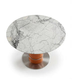 輕奢橙色PU皮大理石圓形辦公室洽談枱 Modern Orange PU Marble Round Office Table