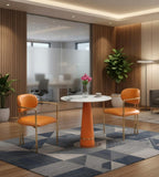 Modern Orange PU Marble Round Office Table