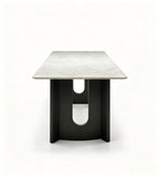輕奢白色大理石長方形餐枱 Light Luxury White Marble Rectangular Dining Table