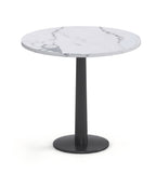 Light Luxury Lauren Black Gold Slab Round Side Table with Black Metal Legs