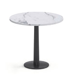 輕奢勞倫黑金岩板黑色金屬腳圓形小茶几 Light Luxury Lauren Black Round Side Table