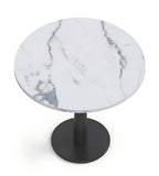 Light Luxury Lauren Black Gold Slab Round Side Table with Black Metal Legs