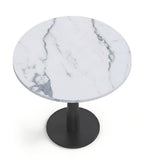 輕奢勞倫黑金岩板黑色金屬腳圓形小茶几 Light Luxury Lauren Black Round Side Table