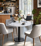 Light Luxury Lauren Black Gold Slab Round Side Table with Black Metal Legs