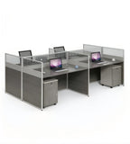 現代灰色木紋帶屏風辦公枱 Modern Grey Wood Grain Office Desk