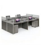 現代灰色木紋帶屏風辦公枱 Modern Grey Wood Grain Office Desk