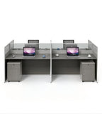 現代灰色木紋帶屏風辦公枱 Modern Grey Wood Grain Office Desk