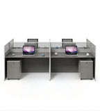 現代灰色木紋帶屏風辦公枱 Modern Grey Wood Grain Office Desk