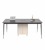 現代胡桃木色帶線盒長方形會議枱 Modern Walnut Rectangular Conference Table