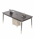現代胡桃木色帶線盒長方形會議枱 Modern Walnut Rectangular Conference Table