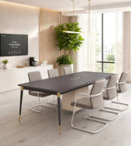 現代胡桃木色帶線盒長方形會議枱 Modern Walnut Rectangular Conference Table