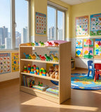 簡約原木色實木開放式多層玩具儲物櫃 Simple Solid Wood Toy Storage Cabinet