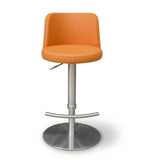 Modern Minimalist Orange PU Leather Bar Stool with Stainless Steel Legs