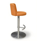 Modern Minimalist Orange PU Leather Bar Stool with Stainless Steel Legs