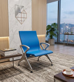 現代藍色PU皮帶扶手位排椅 Modern Blue PU  Waiting Chair