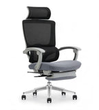 多功能灰黑網背高背帶腳踏辦公椅 Multifunctional High Back Mesh Office Chair