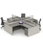 Minimalist Grey Wood Grain Partition Office Desk