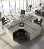 Minimalist Grey Wood Grain Partition Office Desk