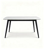 現代白色岩板石墨烯加熱長方形餐枱 Modern White Sintered Stone Graphene Heating
