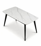 現代白色岩板石墨烯加熱長方形餐枱 Modern White Sintered Stone Graphene Heating
