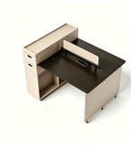 現代商務L形帶側櫃辦公枱 Modern Business  Beige Office Desk with Side Cabinet