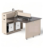現代商務L形帶側櫃辦公枱 Modern Business  Beige Office Desk with Side Cabinet