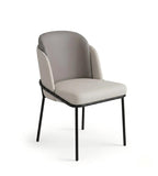 Modern Two-Tone Grey PU Leather Metal Leg Dining Chair
