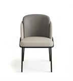 Modern Two-Tone Grey PU Leather Metal Leg Dining Chair