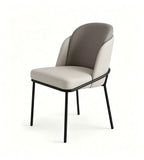 Modern Two-Tone Grey PU Leather Metal Leg Dining Chair