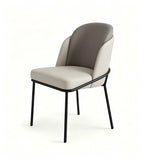 現代雙拼灰色西皮金屬腳餐桌椅 Modern Two-Tone Grey PU Leather Metal Leg Dining Chair