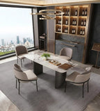 Modern Two-Tone Grey PU Leather Metal Leg Dining Chair