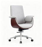 Light Gray and Wood-Grain Two-Tone Five-Star Base Conference Chair
