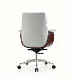 Light Gray and Wood-Grain Two-Tone Five-Star Base Conference Chair